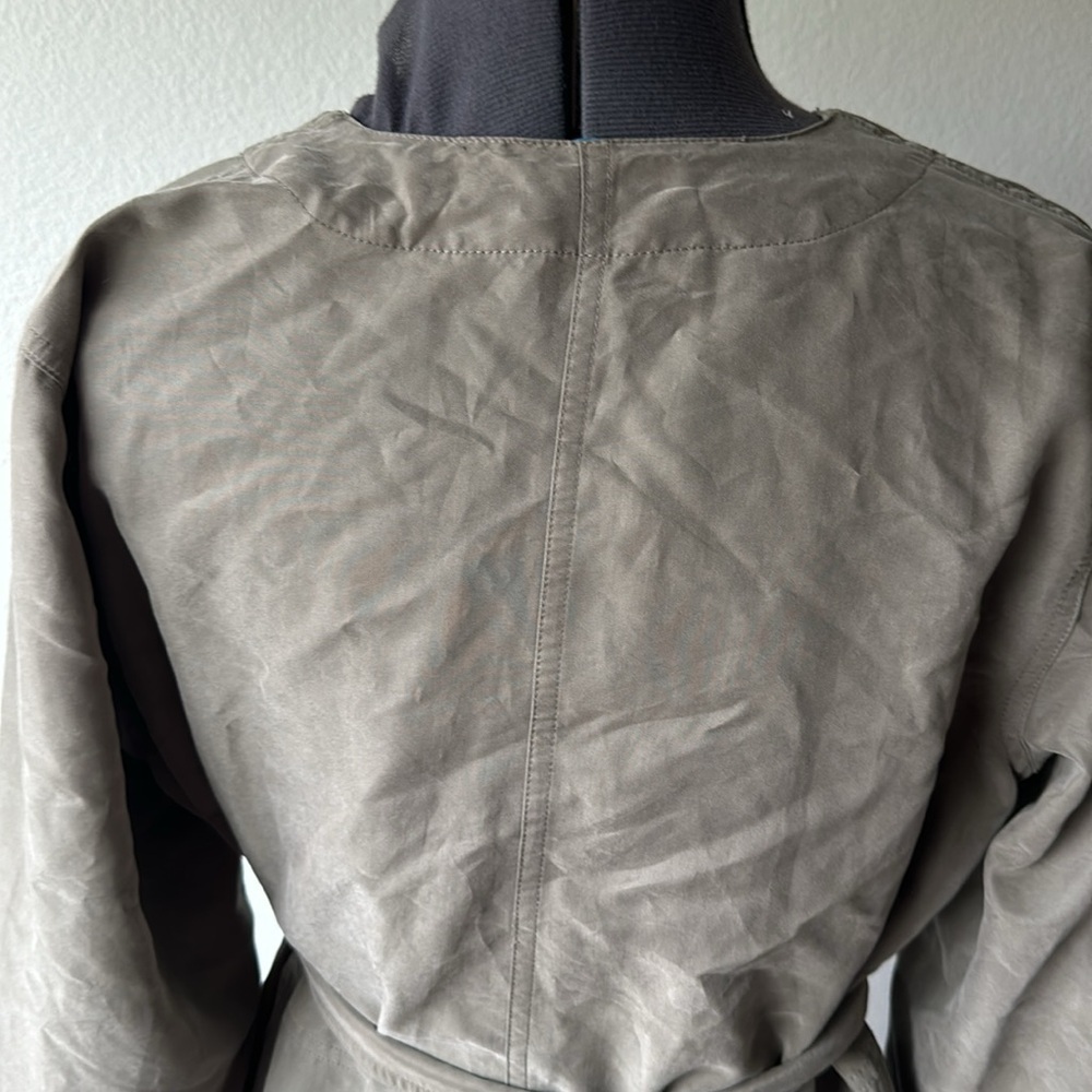 Zara Woman dress jacket silk light olive wrap around size Medium - Picture 7 of 9